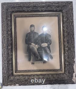 Antique Civil War Union Soldier Charcoal Portrait Drawing Large 30x27 Stunning