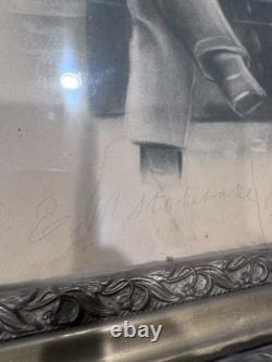 Antique Civil War Union Soldier Charcoal Portrait Drawing Large 30x27 Stunning
