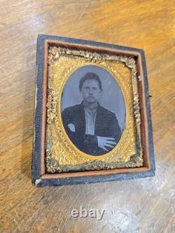 Antique Civil War Union Soldier Daguerreotype Photo Tin Identified