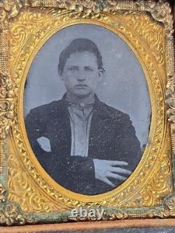 Antique Civil War Union Soldier Daguerreotype Photo Tin Identified