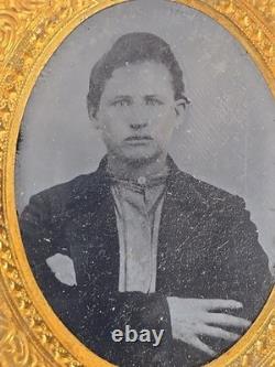 Antique Civil War Union Soldier Daguerreotype Photo Tin Identified