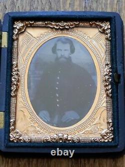 Antique Civil War Union Soldier Tintype Gutta Purcha Case The Union Now Forever