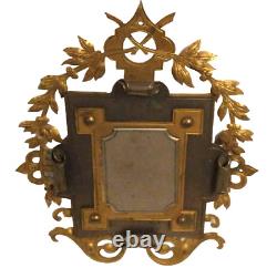 Antique Civil War WW1 Brass Metal Picture Frame Hand Crafted Ornate Cut work