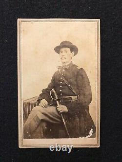 Antique Corinth Mississippi Civil War Soldier Armed With Sword CDV Photo Card