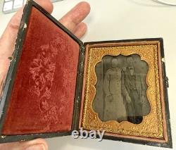 Antique Daguerreotype Couple Portrait Union Case 1850s Civil War Era Photo