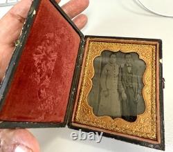 Antique Daguerreotype Couple Portrait Union Case 1850s Civil War Era Photo