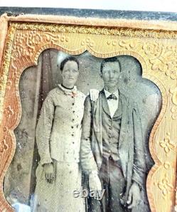 Antique Daguerreotype Couple Portrait Union Case 1850s Civil War Era Photo