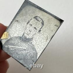 Antique Gem Tintype Photograph Handsome Man Soldier American Civil War Hand Gun