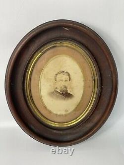Antique Large Portrait of a Civil War Union Soldier In Wood Frame