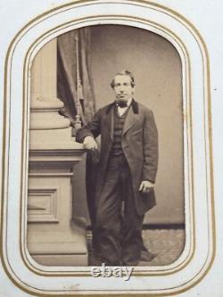 Antique Leather Brass Album with tintypes B&W photos Philly, PA 1800s Civil War Era