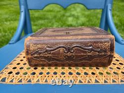 Antique Leather Brass Album with tintypes B&W photos Philly, PA 1800s Civil War Era