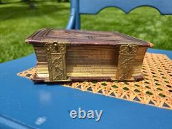 Antique Leather Brass Album with tintypes B&W photos Philly, PA 1800s Civil War Era