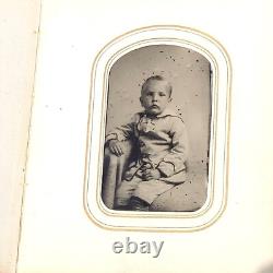 Antique Leather Brass Album with tintypes B&W photos Philly, PA 1800s Civil War Era