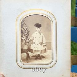 Antique Leather Brass Album with tintypes B&W photos Philly, PA 1800s Civil War Era