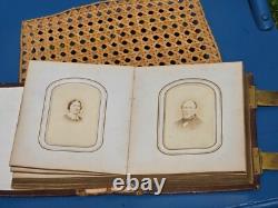 Antique Leather Brass Album with tintypes B&W photos Philly, PA 1800s Civil War Era