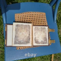 Antique Leather Brass Album with tintypes B&W photos Philly, PA 1800s Civil War Era