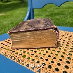 Antique Leather Brass Album with tintypes B&W photos Philly, PA 1800s Civil War Era