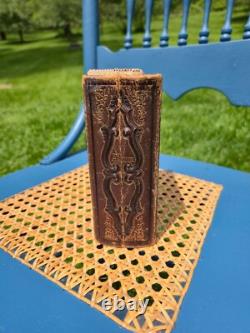 Antique Leather Brass Album with tintypes B&W photos Philly, PA 1800s Civil War Era