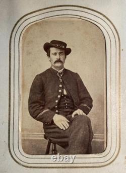 Antique Leather Photo Album Union Post Civil War Soldier & 2 Cent Stamp 1860's