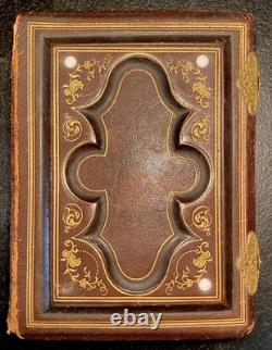 Antique Leather Photo Album Union Post Civil War Soldier & 2 Cent Stamp 1860's