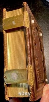 Antique Leather Photo Album Union Post Civil War Soldier & 2 Cent Stamp 1860's