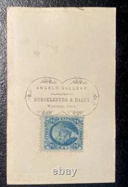 Antique Leather Photo Album Union Post Civil War Soldier & 2 Cent Stamp 1860's