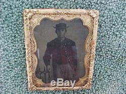 Antique Lot Of Civil War 3 Items Tintype Photo Amputees Boot & Crutch CO. G 2 GA
