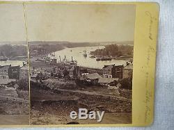 Antique Original Civil war Stereoview James River From Libby Prison Virginia
