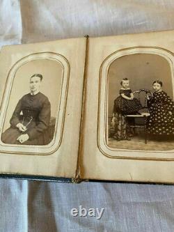 Antique Photo Album Civil War Victorian 48 Photos CDVs Tintypes C. 1860-1870