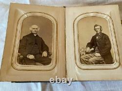 Antique Photo Album Civil War Victorian 48 Photos CDVs Tintypes C. 1860-1870
