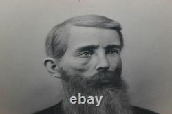 Antique Photograph Civil War Era Man Long Beard Scar On Face Gilded Frame LARGE