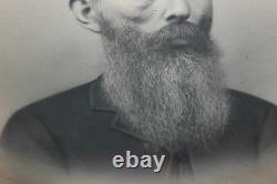 Antique Photograph Civil War Era Man Long Beard Scar On Face Gilded Frame LARGE