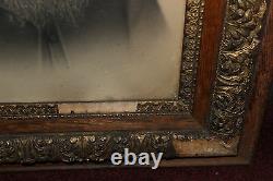 Antique Photograph Civil War Era Man Long Beard Scar On Face Gilded Frame LARGE