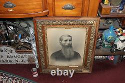 Antique Photograph Civil War Era Man Long Beard Scar On Face Gilded Frame LARGE