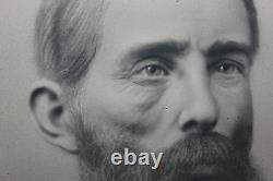 Antique Photograph Civil War Era Man Long Beard Scar On Face Gilded Frame LARGE