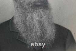 Antique Photograph Civil War Era Man Long Beard Scar On Face Gilded Frame LARGE