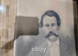 Antique Photograph Drawing Man In Suit Large Beard 1800's Civil War Period Large
