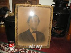 Antique Photograph Drawing Man In Suit Large Beard 1800's Civil War Period Large