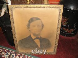 Antique Photograph Drawing Man In Suit Large Beard 1800's Civil War Period Large