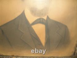 Antique Photograph Drawing Man In Suit Large Beard 1800's Civil War Period Large