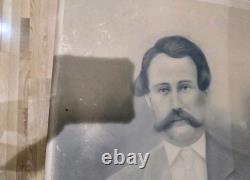 Antique Photograph Drawing Man In Suit Large Beard 1800's Civil War Period Large