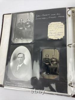 Antique Picture Album with tintypes B&W photos with Stories LOOK