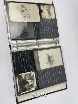 Antique Picture Album with tintypes B&W photos with Stories LOOK