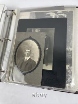 Antique Picture Album with tintypes B&W photos with Stories LOOK