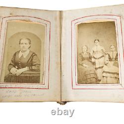 Antique Pocket Photo Family Album Leather Original Civil War Era c. 1860 36 P