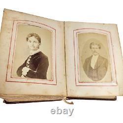 Antique Pocket Photo Family Album Leather Original Civil War Era c. 1860 36 P