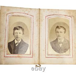 Antique Pocket Photo Family Album Leather Original Civil War Era c. 1860 36 P