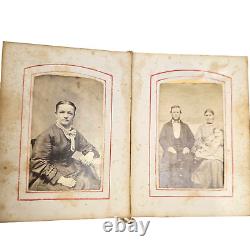 Antique Pocket Photo Family Album Leather Original Civil War Era c. 1860 36 P