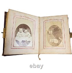 Antique Pocket Photo Family Album Leather Original Civil War Era c. 1860 36 P
