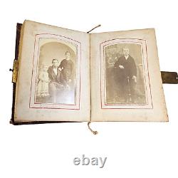 Antique Pocket Photo Family Album Leather Original Civil War Era c. 1860 36 P